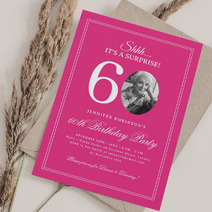 Hot Pink Surprise 60th Birthday Party Invitation