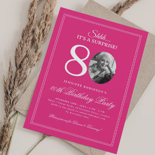 Hot Pink   Surprise 80th Birthday Party Invitation
