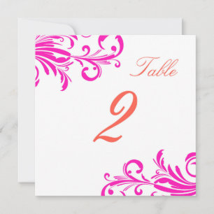 Hot Pink Swanky Swirls Table 2 Invitation