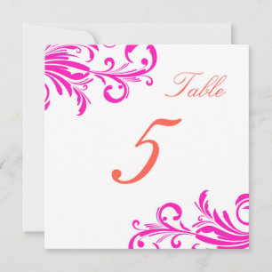 Hot Pink Swanky Swirls Table 5 Orange Invitation