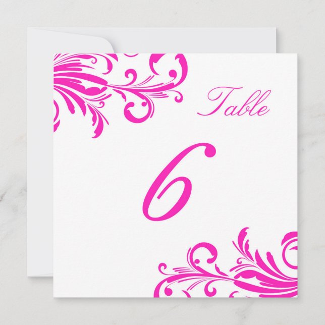 Hot Pink Swanky Swirls Table 6 Invitation (Front)