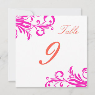 Hot Pink Swanky Swirls Table 9 Invitation