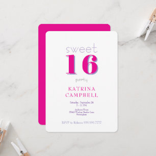 Hot Pink Sweet 16 Birthday Party Invitation