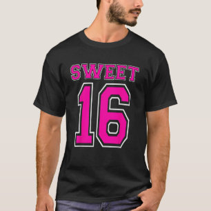 Hot Pink Sweet 16 Girls 16th Birthday Party Jersey T-Shirt