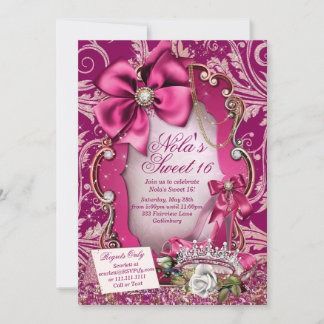 Hot Pink Sweet 16 Invitations