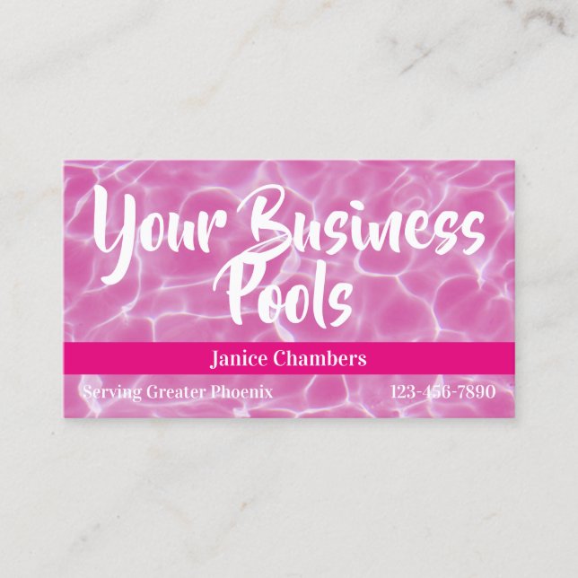 Hot Pink Swimming Pool Photo Business Card (Front)