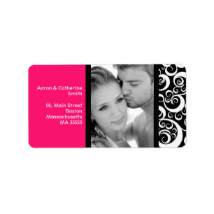 Hot Pink Swirl Photo Address Labels