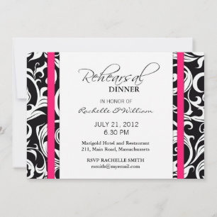 Hot Pink Swirl Rehearsal Dinner Card