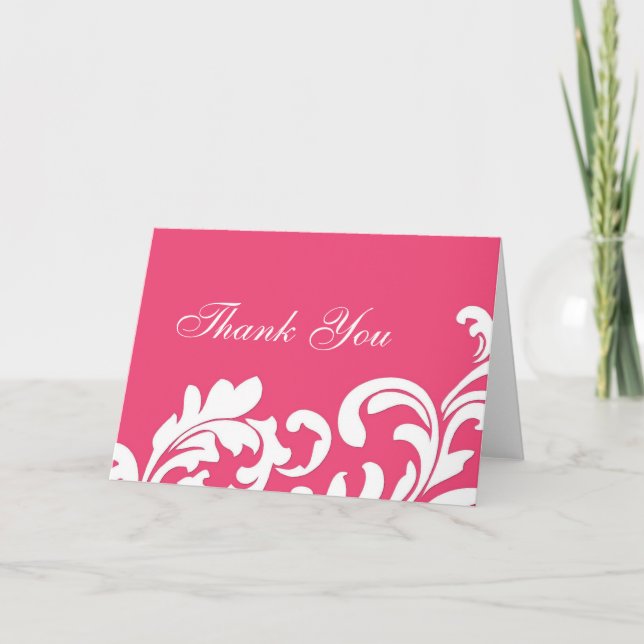Hot Pink Swirl Thank You Card (Front)