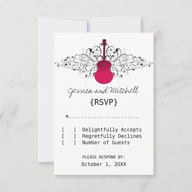 Hot Pink Swirls Guitar Response Card (Front)