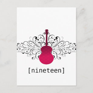 Hot Pink Swirls Guitar Table Postcard