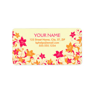 Hot Pink & Tangerine Floral Border Address Label