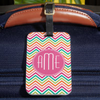 Hot Pink Teal Orange Chevrons Custom Monogram
