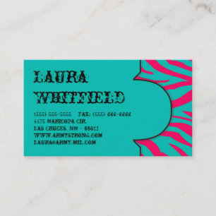Hot Pink Teal Zebra Print Animal Business Card