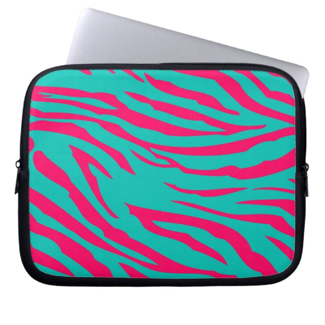 Hot Pink Teal Zebra Print Animal Protective Case (Front)