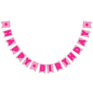 HOT PINK TEXT & SOFT PINK COLOR ☆ HAPPY BIRTHDAY ☆ BUNTING 