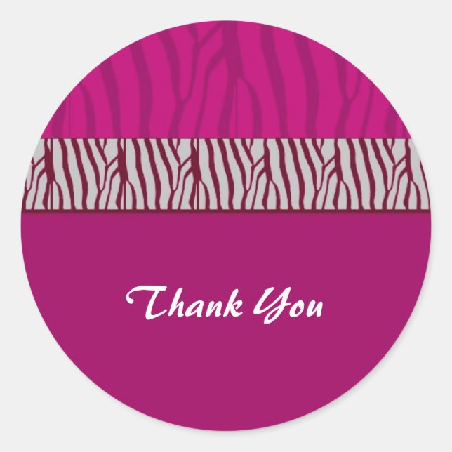 Hot Pink Thank You Classic Round Sticker (Front)