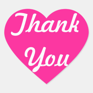 Hot Pink Thank You Heart Sticker