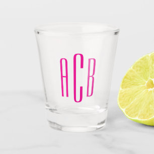 Hot Pink Three Letter Monogram Shot Glass