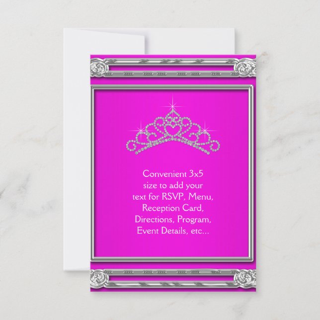 Hot Pink Tiara RSVP All Purpose Card (Front)