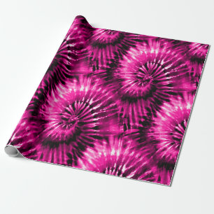 Hot Pink Tie Dye Psychedelic Starburst Retro Wrapping Paper