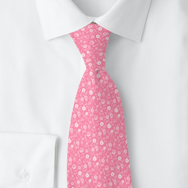 Hot Pink Tiny Flowers Tie (Creator Uploaded)