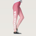Hot Pink to Blush Pink Ombre Custom Name Leggings<br><div class="desc">Just personalise the custom name on these ombre leggings to make them your own. The background fades from medium hot pink to light blush pink,  and the name is in white varsity style lettering for a girly look with a sporty twist. Great for dance,  yoga,  sports or casual days.</div>