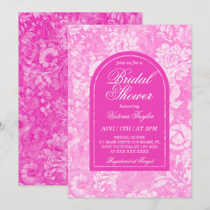 Hot Pink Toile Victorian Bridal Shower Invitation