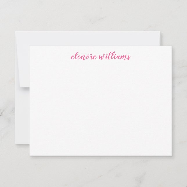 Hot Pink Trendy Stylish Modern Elegant Chic Script Card (Front)