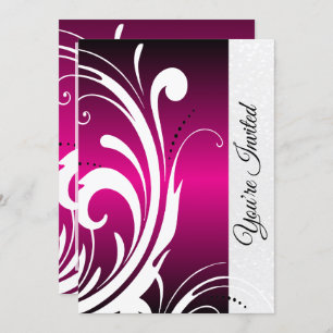 Hot Pink & Trendy Swirls Party Invitation