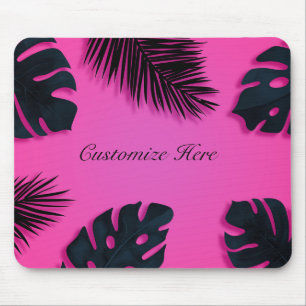 Hot Pink Tropical Palm Leaves Island Personalised Mouse Mat