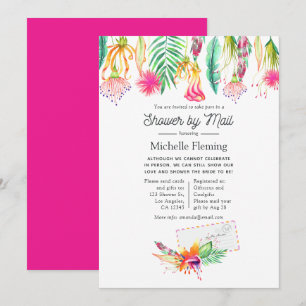 Hot-Pink Tropical Summer Bridal Shower by Mail Invitation