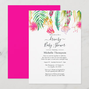 Hot-Pink Tropical Summer Drive By Shower Invitation