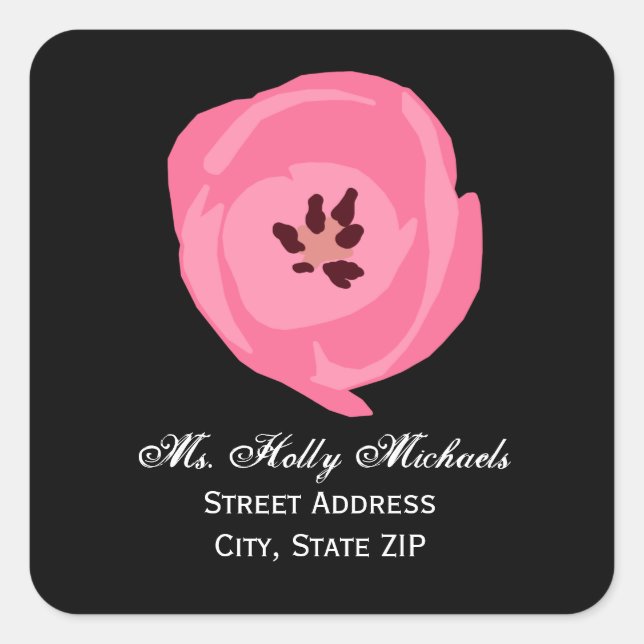 Hot Pink Tulip Address Label Sticker (Front)