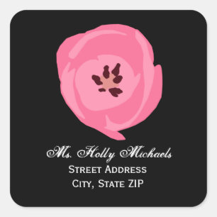 Hot Pink Tulip Address Label Sticker