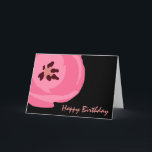 Hot Pink Tulip Birthday Card<br><div class="desc">A birthday card featuring an image of a hot pink tulip at left over a black background.  Pink text at right says "Happy Birthday."  Blank inside.</div>