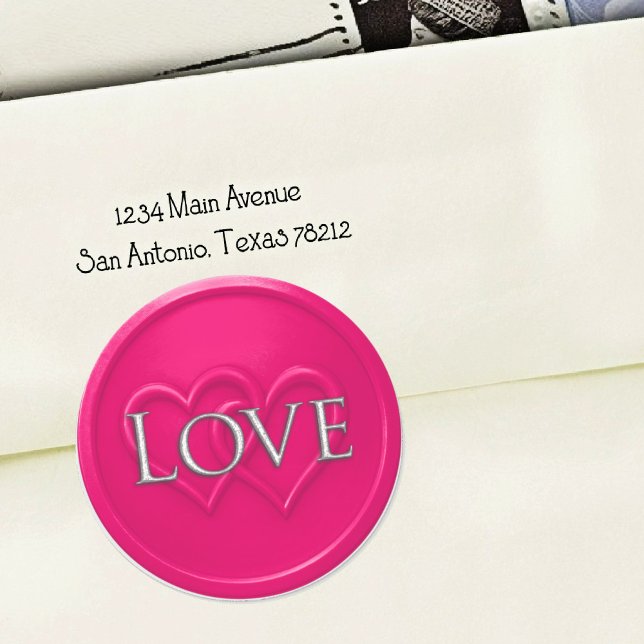 Hot Pink Two Hearts Intertwined Wedding Classic Round Sticker (Creator Uploaded)