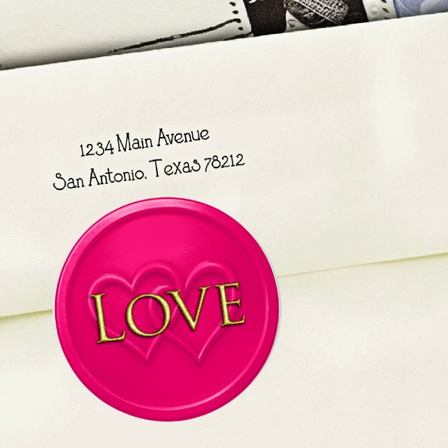 Hot Pink Two Hearts Intertwined Wedding Classic Round Sticker (Creator Uploaded)