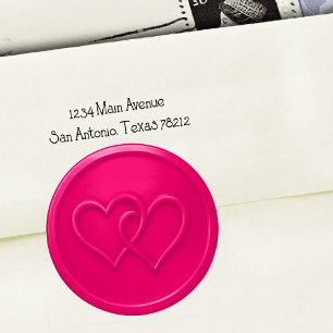 Hot Pink Two Hearts Intertwined Wedding Classic Round Sticker