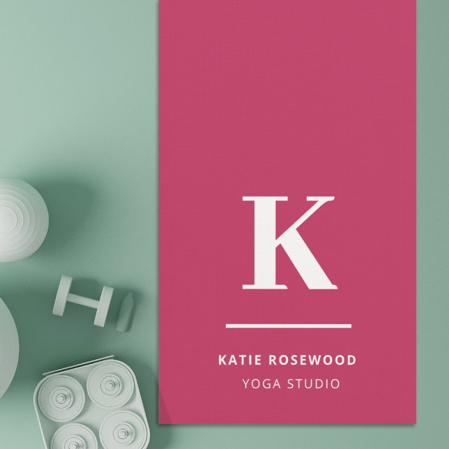 Hot Pink Typographic Monogram Yoga Mat (Creator Uploaded)