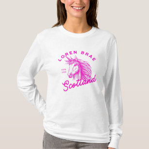 Hot Pink Unicorn Loren Brae long sleeved t-shirt