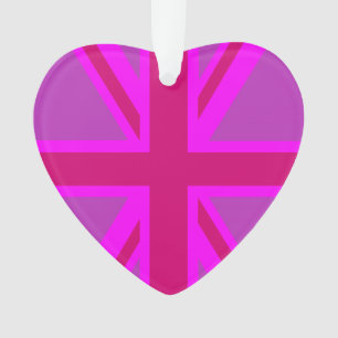 Hot Pink Union Jack British Flag Background Ornament