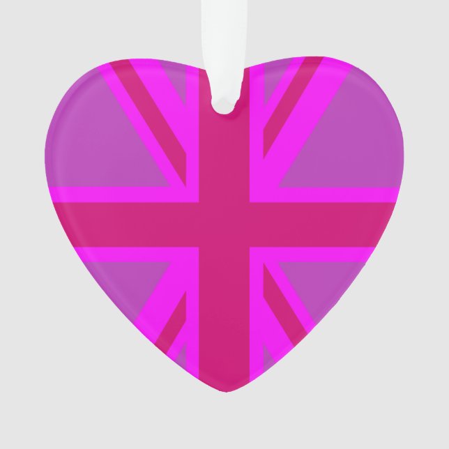 Hot Pink Union Jack British Flag Background Ornament (Front)