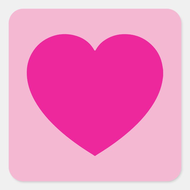 Hot Pink Valentines Heart Square Sticker (Front)