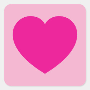 Hot Pink Valentines Heart Square Sticker