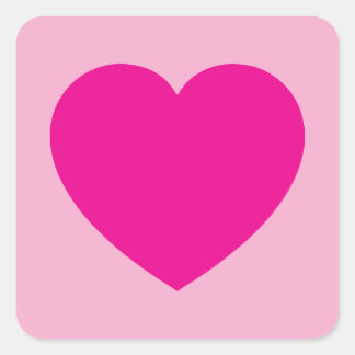 Hot Pink Valentines Heart Square Sticker