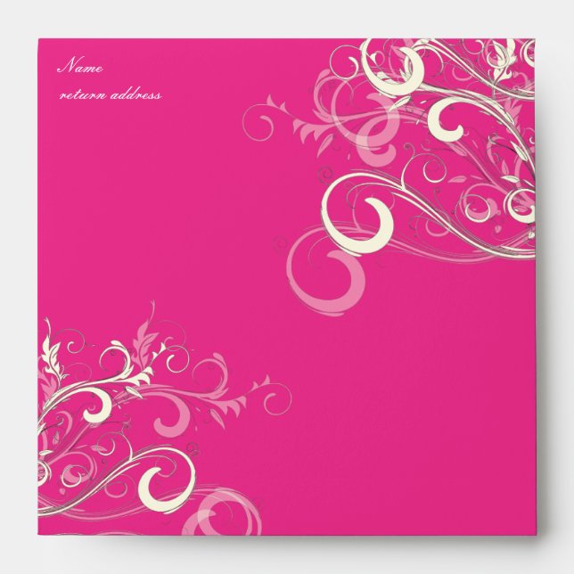 Hot Pink Vanilla Swirls, 5.25x5.25 Envelopes (Front)