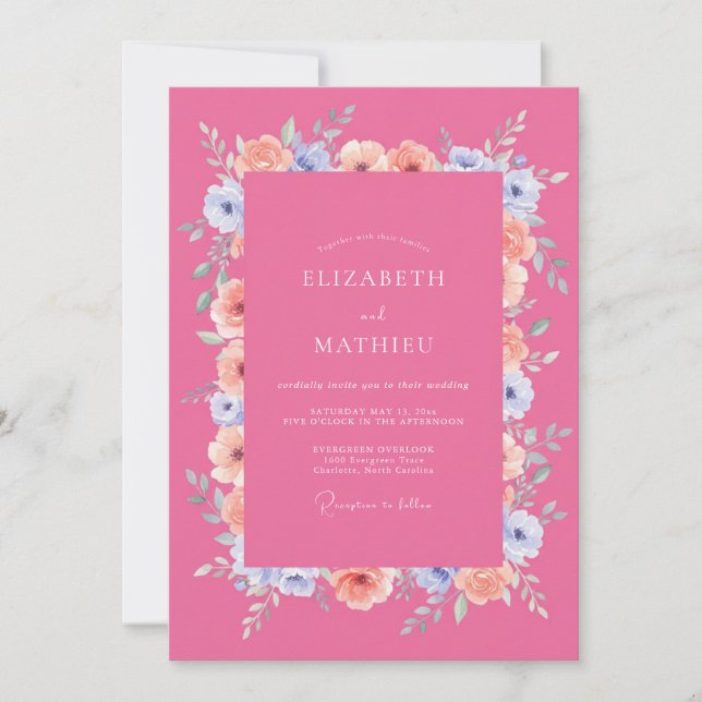 Hot Pink Vibrant Summer Wedding Invitation (Front)