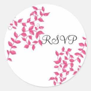 Hot Pink Vines RSVP Classic Round Sticker