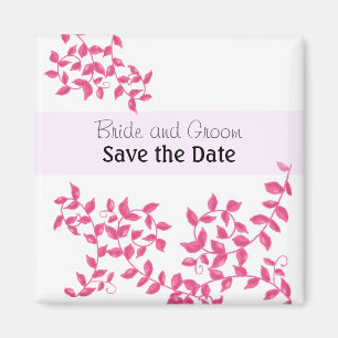 Hot Pink Vines Save the Date Magnet